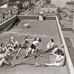 Women boxing on a roof, 1938 (1)